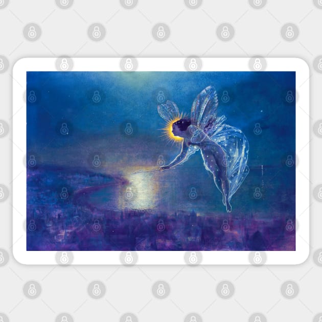 SPIRIT OF THE NIGHT IN BLUE by John Atkinson Grimshaw Sticker by BulganLumini